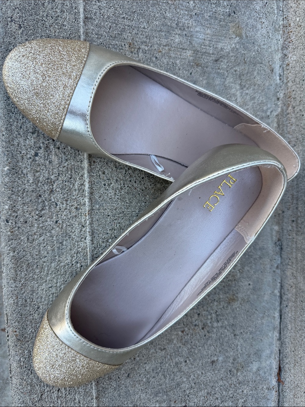 Children’s Place Gold Glitter Girls Flats Shoes